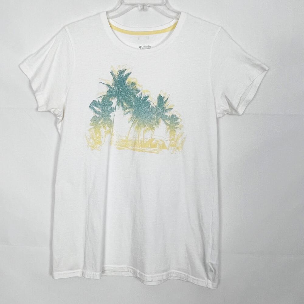 Columbia 100% Cotton Crew Neck White T-Shirt Size M